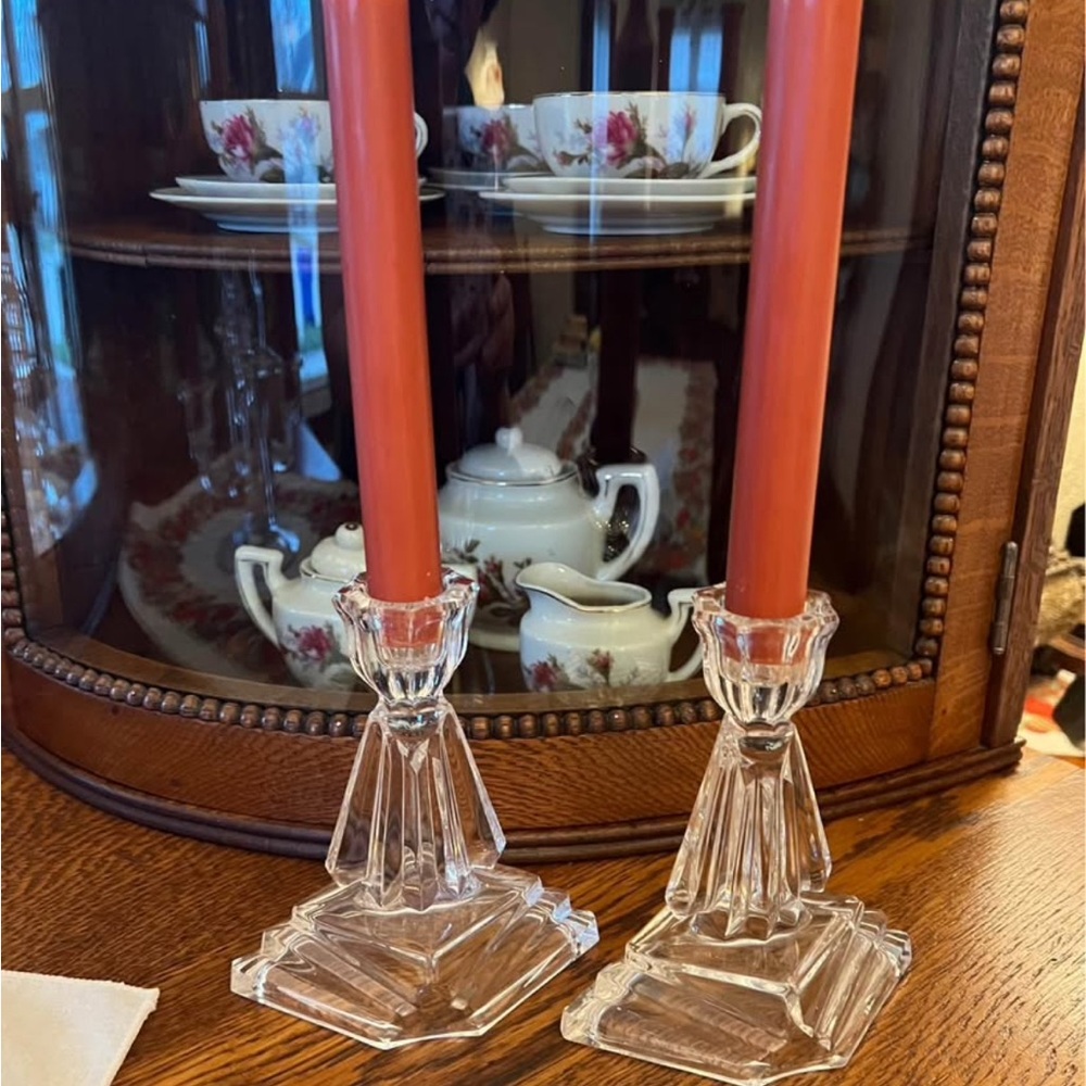 Beautiful Vintage Art Deco Ernst Buder Glass Candle Holders